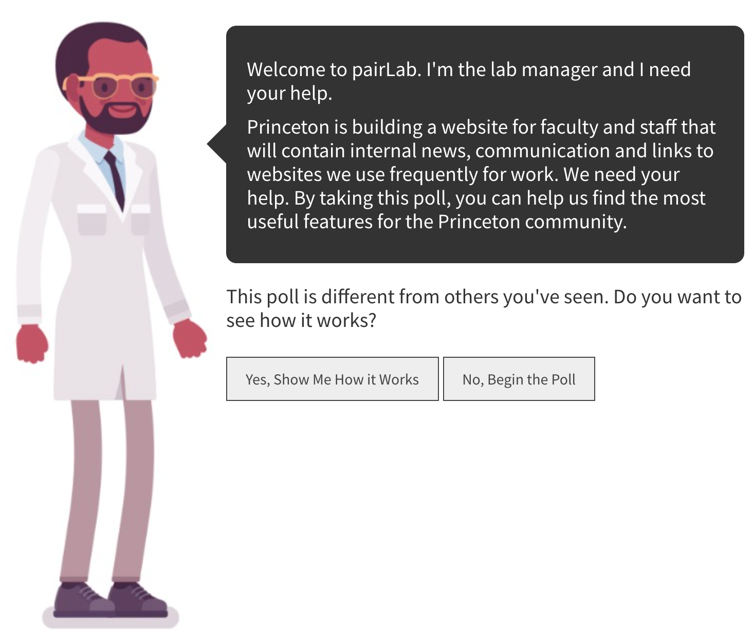Screenshot of the pairLab manager. pairLab crowdsources ideas from participants and feeds them back into the survey.